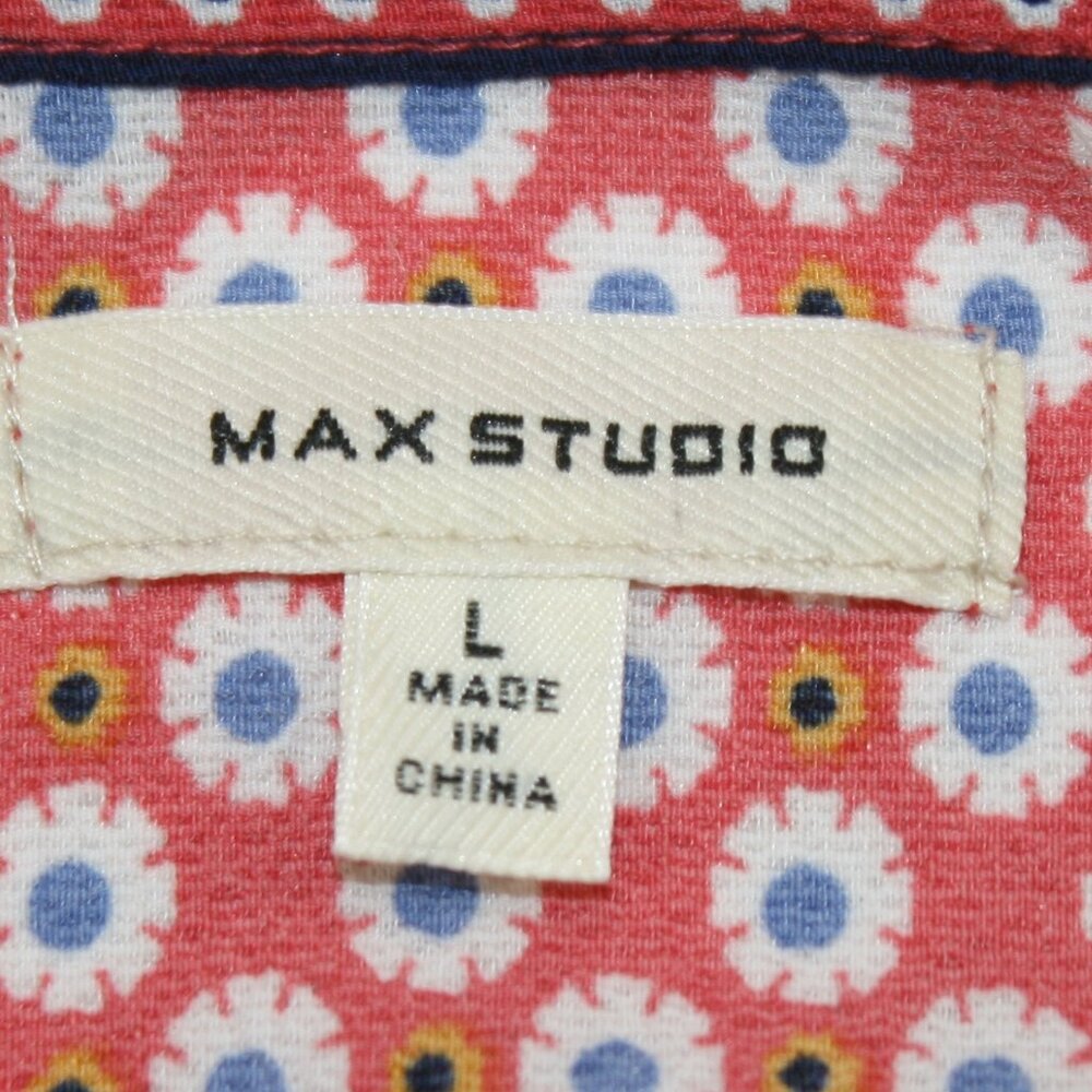 MAX STUDIO Dress Wrap Floral Abstract Daisy Retro Casual Ruffle Orange White L - Picture 6 of 17